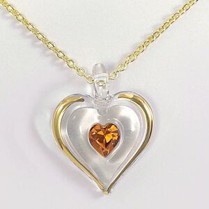 Handmade Glass Baron November Birthstone Heart Necklace